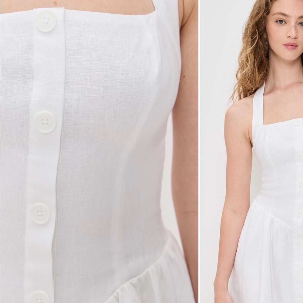 NWT White Reformation Linen Mini Dress size 8 reg $218 - Picture 5 of 12